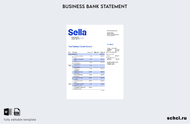 цифровая загрузка выписки по текущему счету Sella Bank в формате Word и PDF шабл